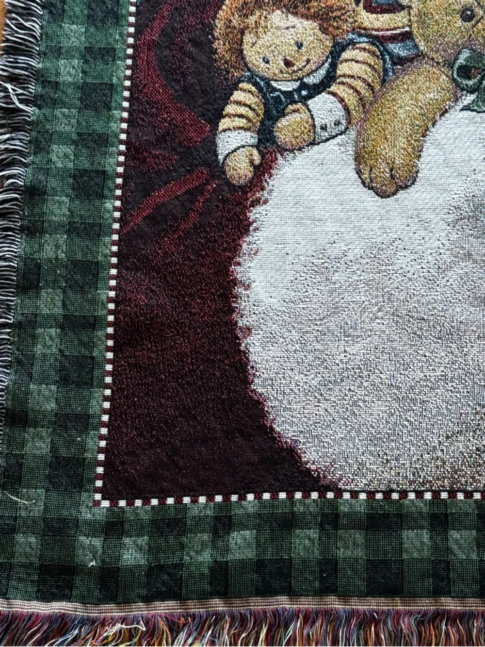 American Weavers Santa Claus Christmas Throw Blanket 51x61 Tapestry Fringe USA